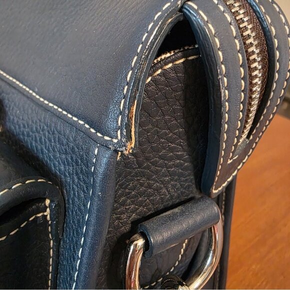 Dooney & Bourke Navy All-Weather Pebbled Leather Satchel With Adjustable Strap - Picture 10 of 13